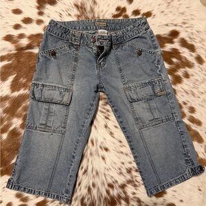 Billabong Women's Light Blue Cargo Cropped Jeans